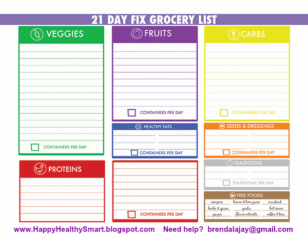 Your Sample 21 Day Fix Meal Plan, Container Sizes & Grocery Shopping Food  List