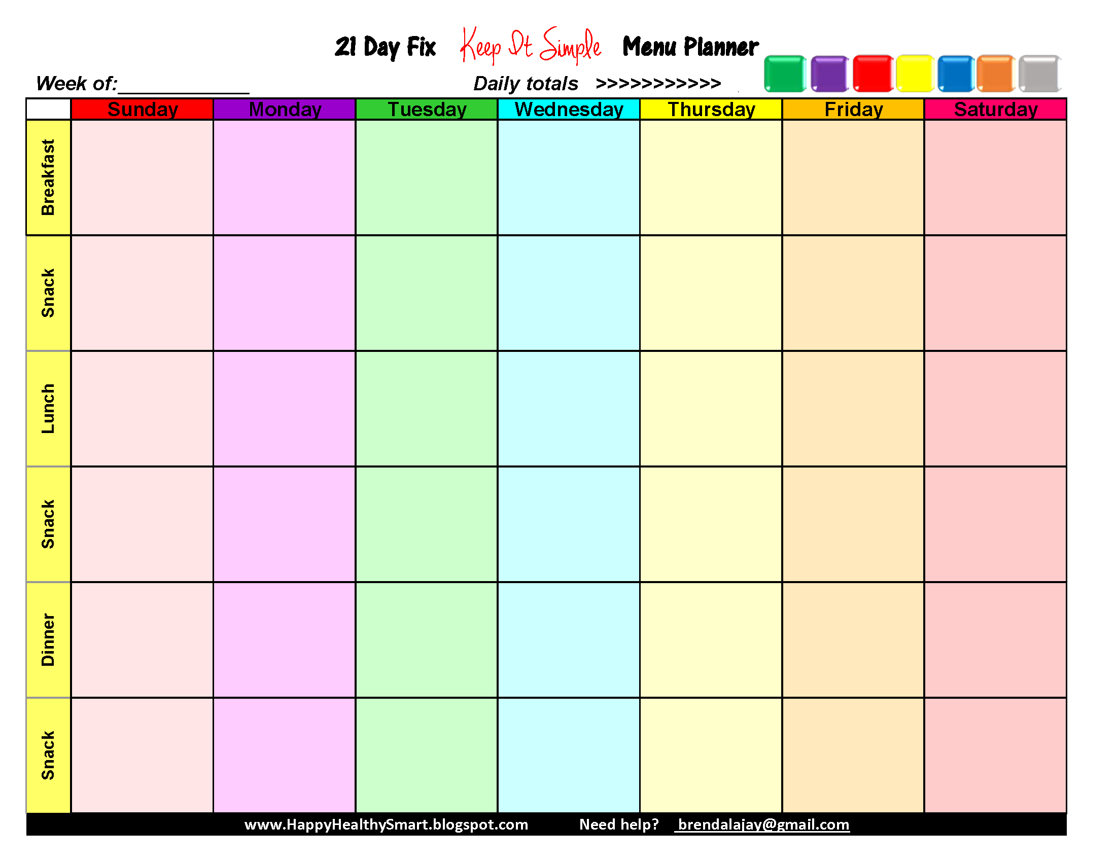 Free Printable 21 Day Fix Meal Planning Sheets : My Crazy Good Life