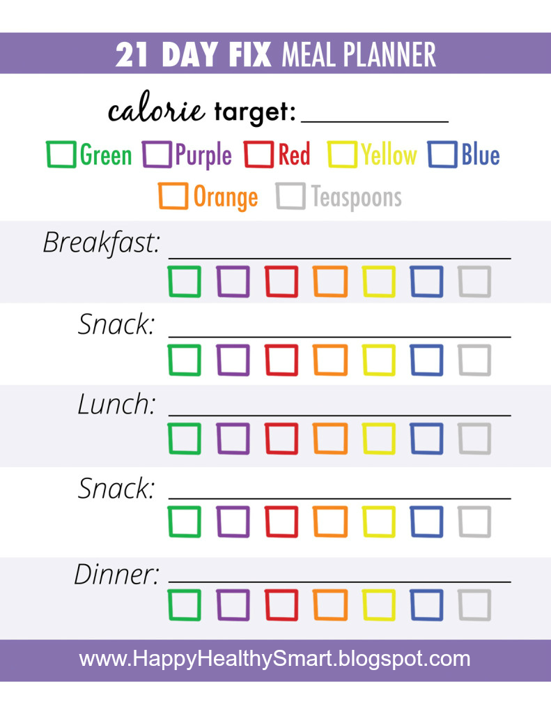 color food containers meal plan sheet